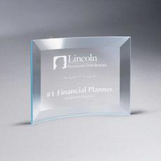 Employee Gifts - Beveled Clear Glass Crescent Plaque