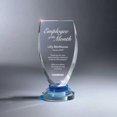 Employee Gifts - Optic Crystal Shield Award with Blue Accent