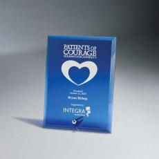 Employee Gifts - Blue Glass Plaque Award