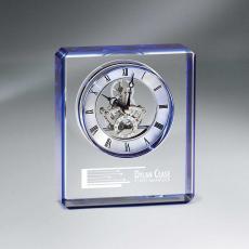Employee Gifts - Blue Edge Crystal Gear Clock