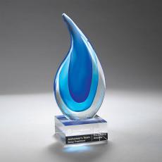 Employee Gifts - Light & Dark Blue Art Glass Award