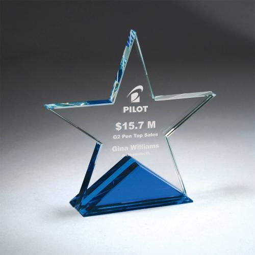 Corporate Awards - Crystal Awards - Blue Accented Star Award