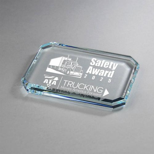 Corporate Awards - Crystal Awards - Beveled Clipped Corner Paperweight