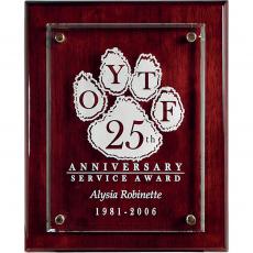 Employee Gifts - Rosewood Piano Finish Plaque with Raised Glass