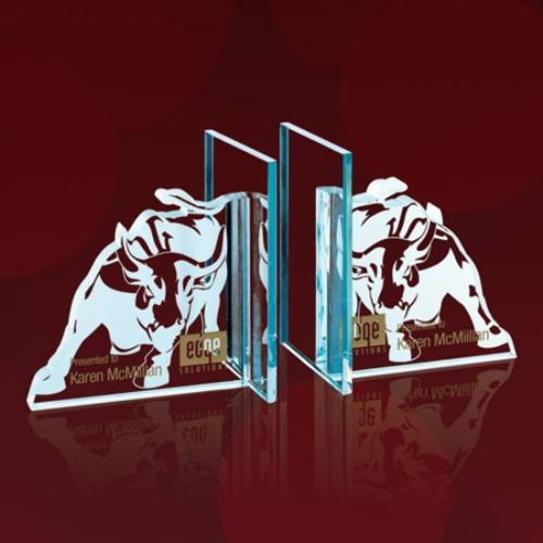 Corporate Recognition Gifts - Desk Accessories - Bull Bookends - Jade