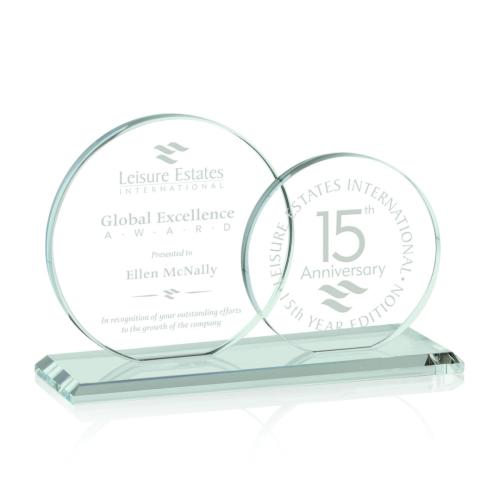 Corporate Awards - Glass Awards - Colored Glass Awards - Double Victoria Circle Glass Award
