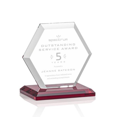 Corporate Awards - Crystal Awards - Colored Crystal - Red Crystal Awards - Barnett Red Crystal Award