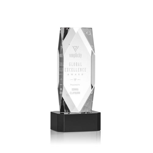 Corporate Awards - Crystal Awards - Crystal Pillar Awards - Delta Black on Base Obelisk Crystal Award