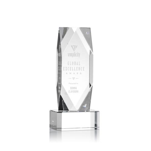 Corporate Awards - Crystal Awards - Crystal Pillar Awards - Delta Clear on Base Obelisk Crystal Award