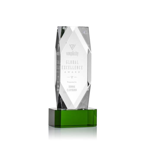 Corporate Awards - Crystal Awards - Crystal Pillar Awards - Delta  Green on Base Obelisk Crystal Award