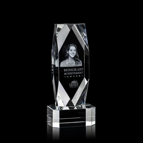 Corporate Awards - Crystal Awards - Crystal Pillar Awards - Delta 3D Clear on Base Obelisk Crystal Award