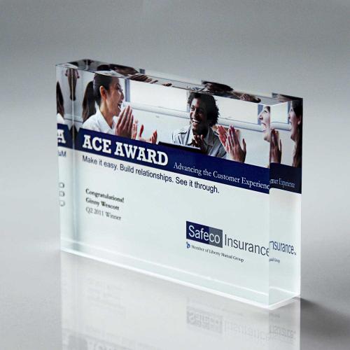 Acrylic Award Clear Rectangle Block Plaque - Fast Shipping - Award