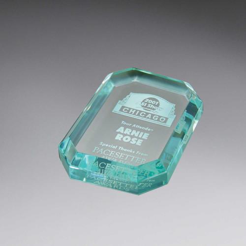 Corporate Awards - Acrylic Awards - Beveled Octagon Jade Acrylic Paperweight