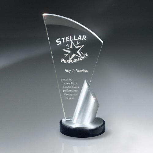 Corporate Awards - Acrylic Awards - Spotlight With Aluminum & Black Acrylic Base