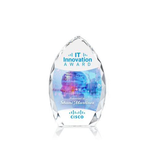 Corporate Awards - Full Color Awards - Wilton Full Color Clear Arch & Crescent Crystal Award