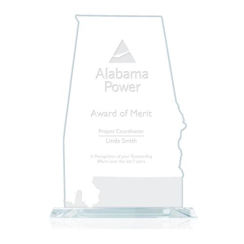 Corporate Awards - Service Awards - State Map  Alabama Abstract / Misc Glass Award