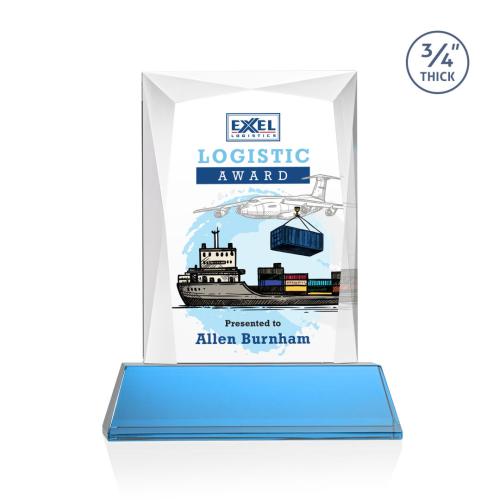 Corporate Awards - Messina on Newhaven Full Color Sky Blue Rectangle Crystal Award