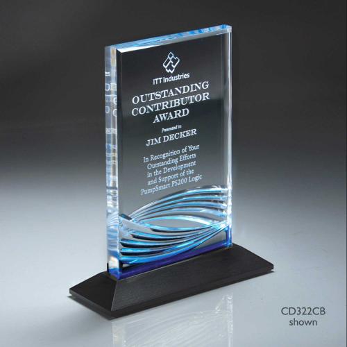 Corporate Awards - Acrylic Awards - Gentle Wave On Ebony Wood Base