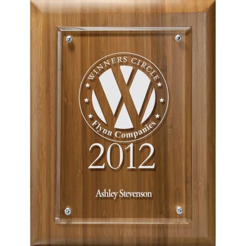 Corporate Awards - Award Plaques - Lasered Acrylic On Bamboo Board
