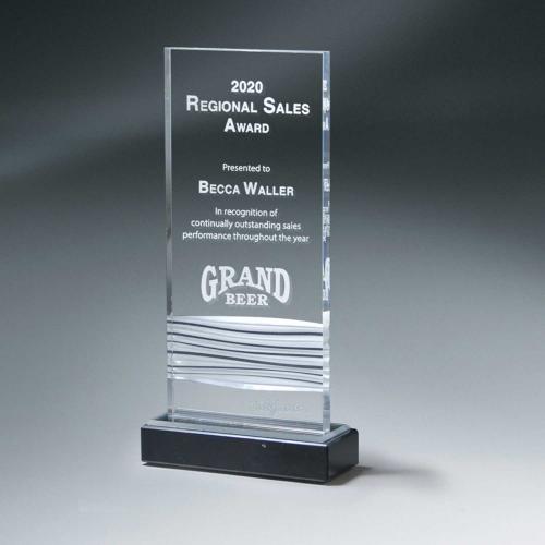 Corporate Awards - Acrylic Awards - Texture Wave Acrylic Tablet On Black Marble Base