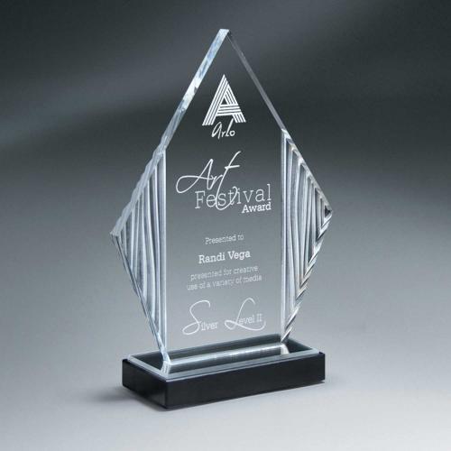 Corporate Awards - Acrylic Awards - Texture Wave Acrylic Peak On Black Marble Base