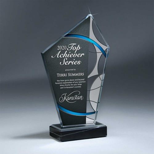 Corporate Awards - Acrylic Awards - Deco Design Acrylic Peak On Black Marble Base