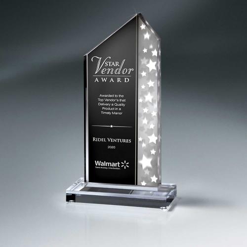 Corporate Awards - Acrylic Awards - Silver Star Stream Acrylic On Clear Base