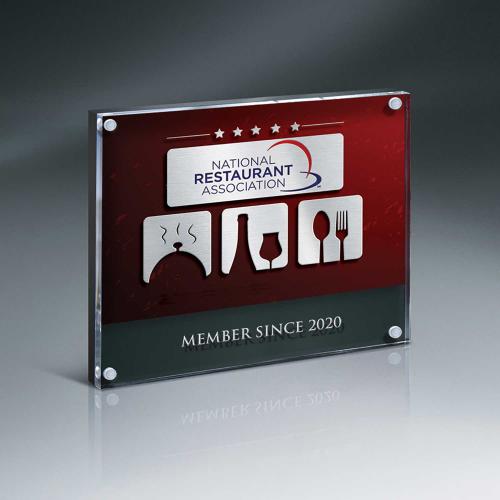 Corporate Awards - Acrylic Corporate Awards - Magnetic Entrapment With Clear Front And Black Steel Plate On Black Back Acrylic