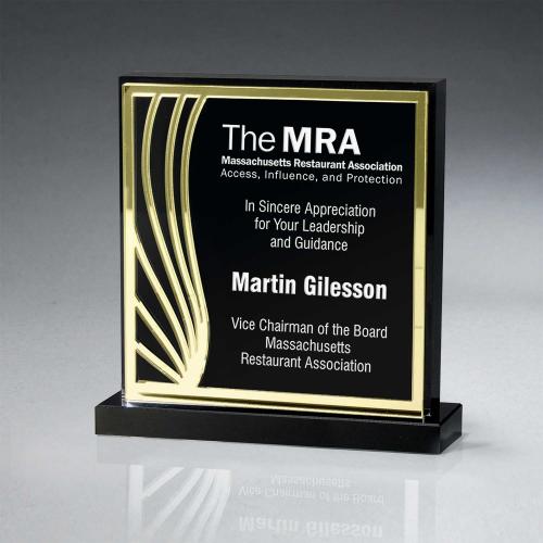 Corporate Awards - Acrylic Awards - Mirrored Deco Square On Base