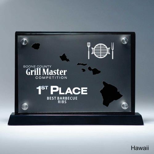 Corporate Awards - Acrylic Awards - Frosted Acrylic Cutout Hawaii Award