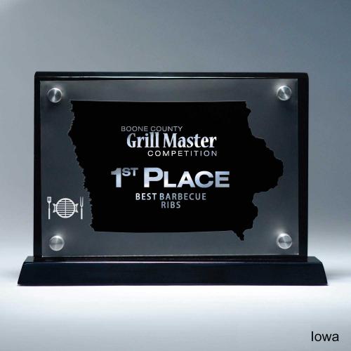 Corporate Awards - Acrylic Awards - Frosted Acrylic Cutout Iowa Award