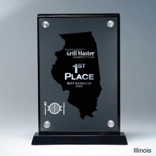 Corporate Awards - Acrylic Awards - Frosted Acrylic Cutout Illinois Award