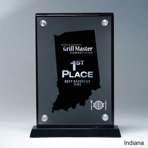 Corporate Awards - Acrylic Awards - Frosted Acrylic Cutout Indiana Award