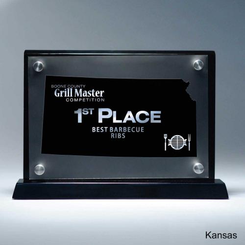 Corporate Awards - Acrylic Awards - Frosted Acrylic Cutout Kansas Award