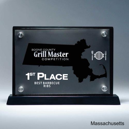 Corporate Awards - Acrylic Corporate Awards - Frosted Acrylic Cutout Massachusetts Award