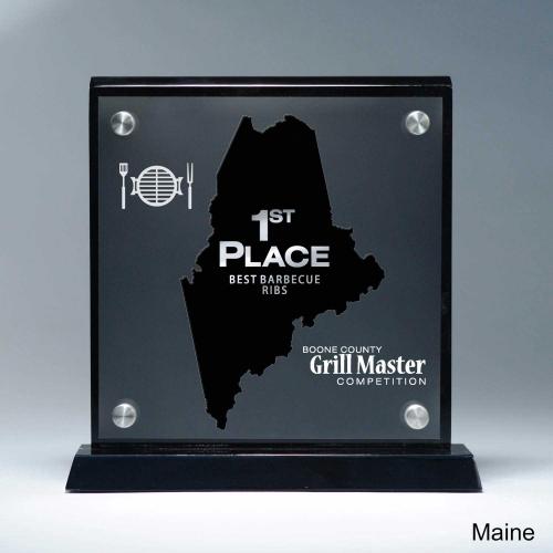 Corporate Awards - Acrylic Awards - Frosted Acrylic Cutout Maine Award
