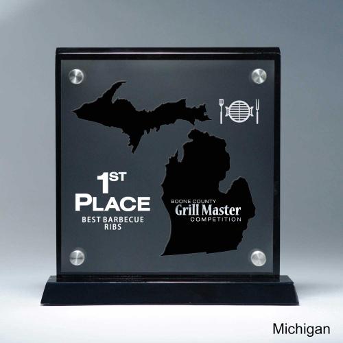 Corporate Awards - Acrylic Corporate Awards - Frosted Acrylic Cutout Michigan Award
