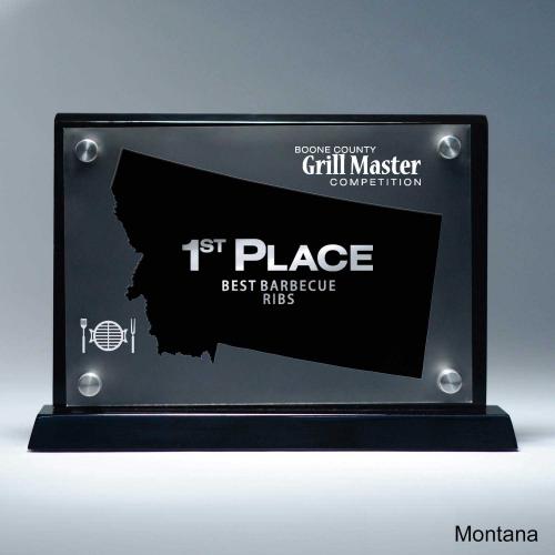 Corporate Awards - Acrylic Awards - Frosted Acrylic Cutout Montana Award