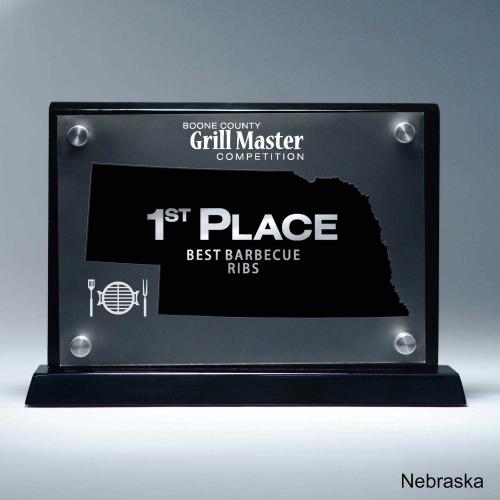 Corporate Awards - Acrylic Corporate Awards - Frosted Acrylic Cutout Nebraska Award
