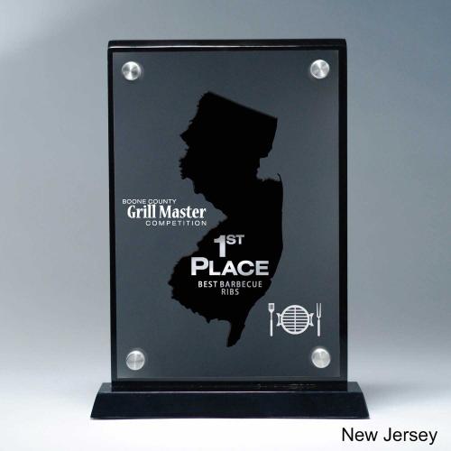 Corporate Awards - Acrylic Awards - Frosted Acrylic Cutout New Jersey Award