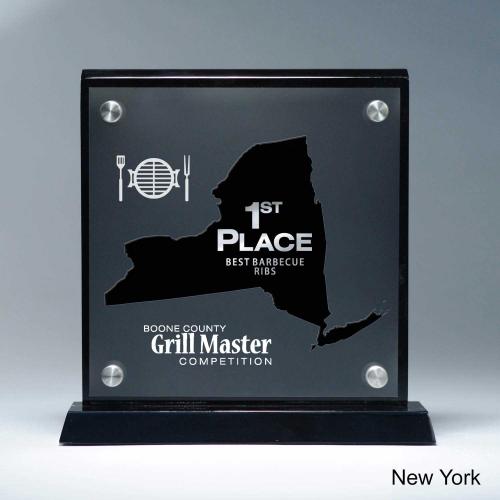 Corporate Awards - Acrylic Awards - Frosted Acrylic Cutout New York Award