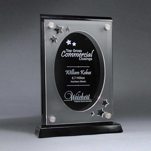 Corporate Awards - Acrylic Awards - Frosted Acrylic Cutout Oval Award