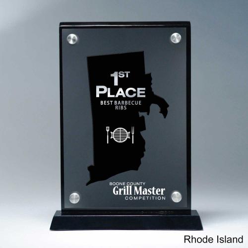 Corporate Awards - Acrylic Corporate Awards - Frosted Acrylic Cutout Rhode Island Award