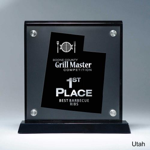 Corporate Awards - Acrylic Awards - Frosted Acrylic Cutout Utah Award