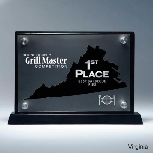 Corporate Awards - Acrylic Awards - Frosted Acrylic Cutout Virginia Award