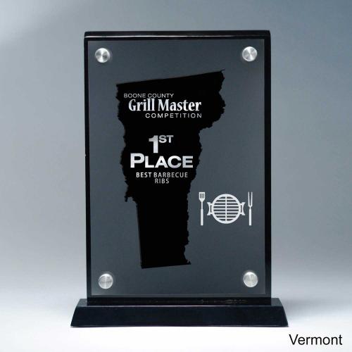 Corporate Awards - Acrylic Awards - Frosted Acrylic Cutout Vermont Award