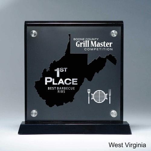 Corporate Awards - Acrylic Awards - Frosted Acrylic Cutout West Virginia Award