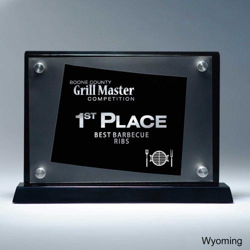 Corporate Awards - Acrylic Awards - Frosted Acrylic Cutout Wyoming Award