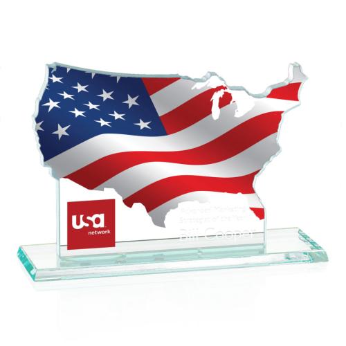 Corporate Awards - Service Awards - Map of USA Abstract / Misc Glass Award