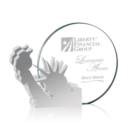 Corporate Awards - Service Awards - Clement Statue of Liberty Aluminum Circle Crystal Award